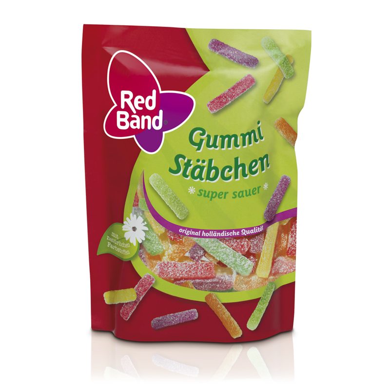 Red Band Gummi Stäbchen super sauer Premium Stehbeutel 200g