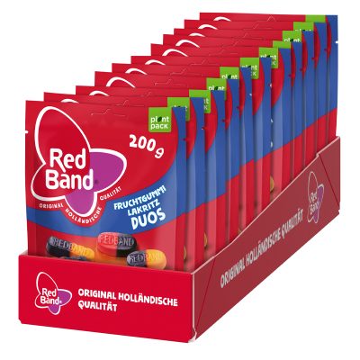 Red Band Fruchtgummi Lakritz Duos Premium Stehbeutel 200g TRAY