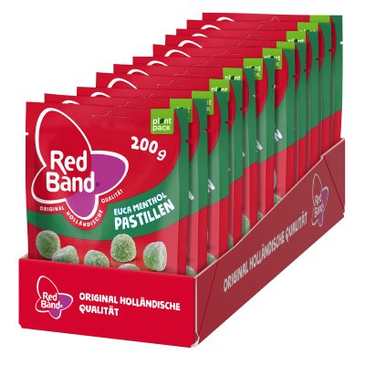 Red Band Euca Menthol Premium Stehbeutel 200g TRAY