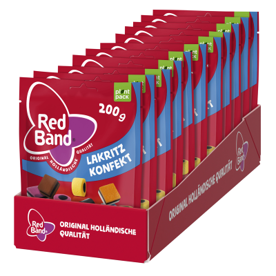 Red Band Lakritz Konfekt 200g Stehbeutel TRAY